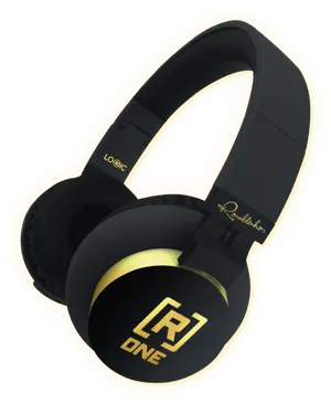 Blackand Gold Over Ear Headphones PNG Image