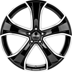 Blackand Silver Alloy Wheel PNG Image