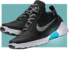 Blackand Teal Running Sneakers PNG Image