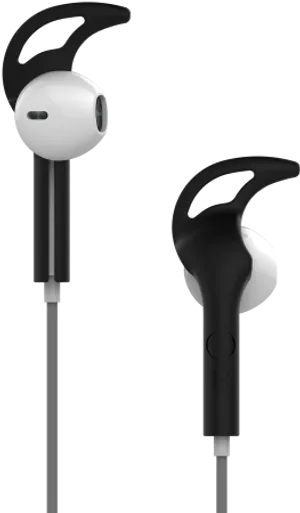 Blackand White Earhooks Earbuds PNG Image