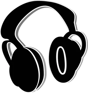 Blackand White Headphones Outline PNG