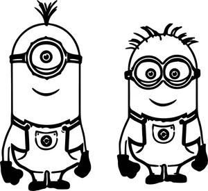 Blackand White Minions Clipart PNG Image