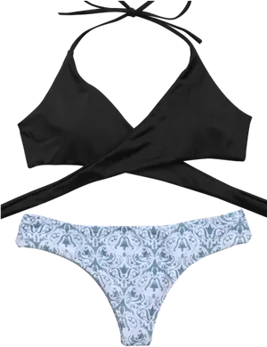 Blackand White Patterned Bikini Set PNG Image