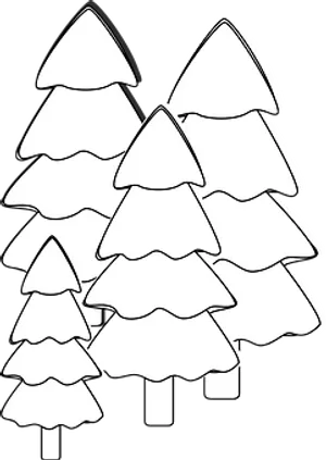 Blackand White Pine Trees Illustration PNG Image