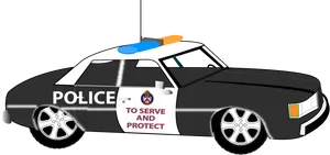 Blackand White Police Car Illustration PNG Image