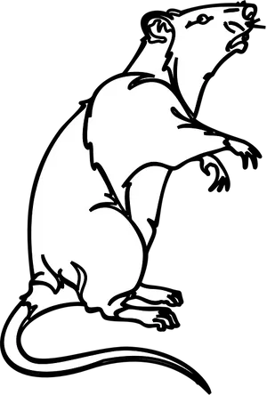 Blackand White Rat Silhouette PNG Image