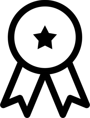 Blackand White Ribbon Award Icon PNG Image