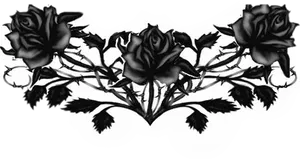 Blackand White Rose Tattoo Design PNG Image