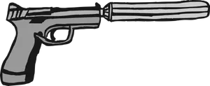 Blackand White Silhouette Pistol PNG Image