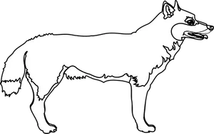 Blackand White Wolf Illustration PNG Image