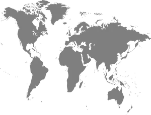 Blackand White World Map PNG Image