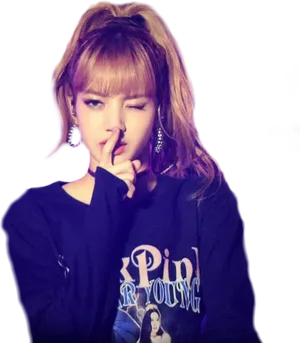 Blackpink Member Shushing Pose PNG Image