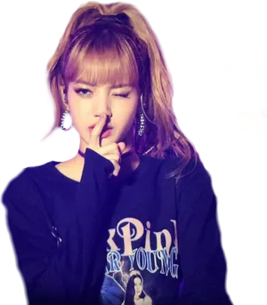 Blackpink Member Silent Gesture PNG Image