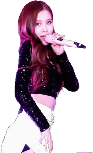 Blackpink Member Singing Onstage.png PNG Image