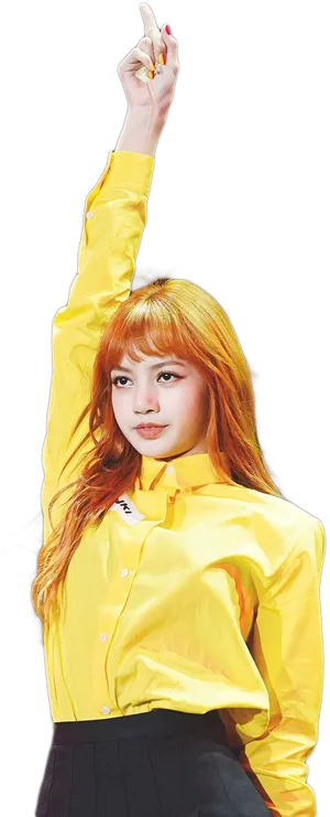 Blackpink Member Yellow Blouse Pose PNG Image