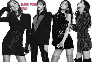 Blackpink Monochrome Fashion Pose PNG Image