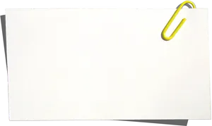 Blank Note Paperwith Yellow Paperclip PNG Image