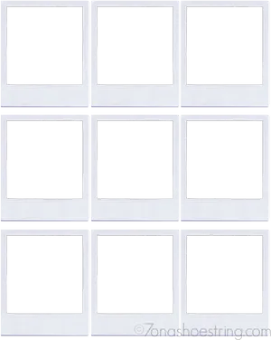 Blank Polaroid Frames Grid PNG Image