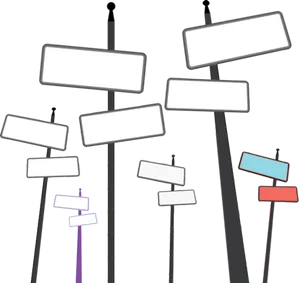 Blank Street Signs Cluster PNG Image