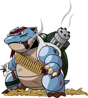 Blastoise Military Style Artwork PNG Image