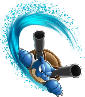 Blastoise Pokemon Water Attack PNG Image