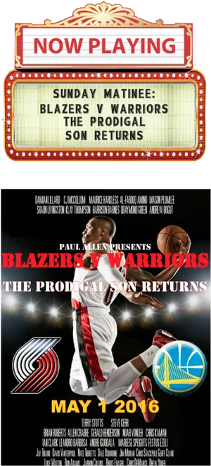 Blazersvs Warriors Game Promo2016 PNG Image