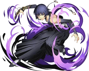 Bleach Character With Purple Energy Swirls PNG Image