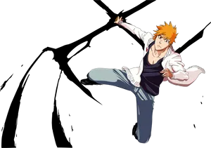 Bleach Ichigo Kurosaki Dynamic Pose PNG Image