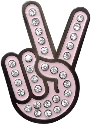 Blinged Out Peace Sign Pin PNG Image