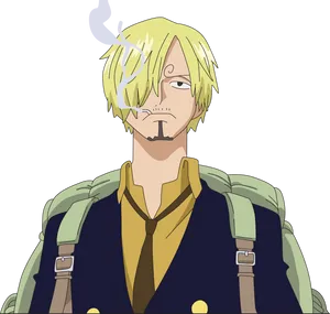 Blonde Anime Character Smoking Sanji One Piece PNG Image