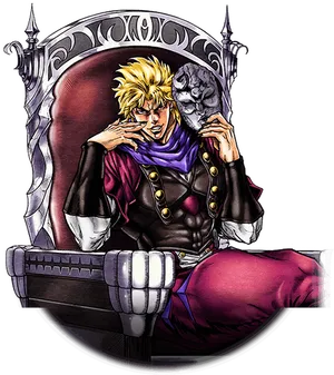 Blonde Anime Character Throneand Mask PNG Image