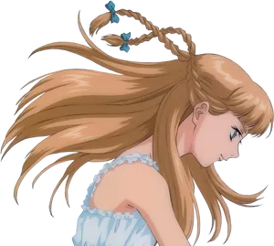 Blonde Anime Girl Profile PNG Image