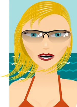 Blonde Beachgoer Cartoon PNG Image