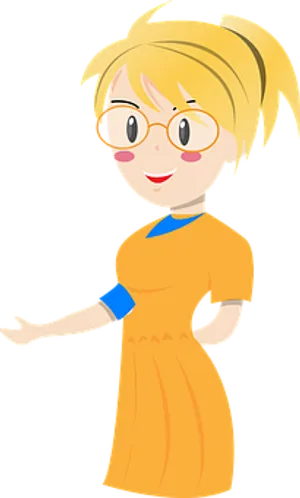 Blonde Cartoon Character Glasses PNG Image