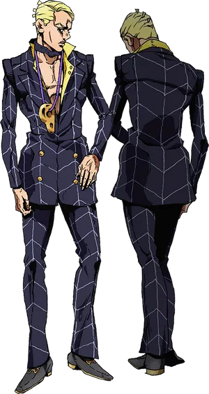 Blonde Characterin Blue Suit Jojo PNG Image