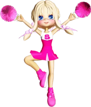 Blonde Cheerleader Cartoon Character PNG Image