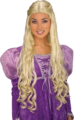 Blonde Curly Wig Costume Portrait PNG Image