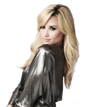 Blonde Hair Womanin Black Top PNG Image