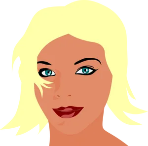 Blonde Haired Woman Vector Portrait PNG Image