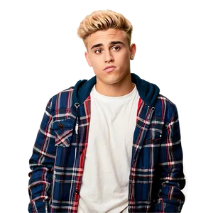 Blonde Haired Young Manin Plaid Jacket PNG Image