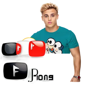 Blonde Man Social Media Icons PNG Image