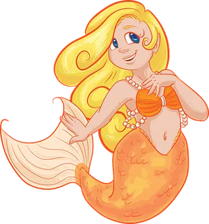 Blonde Mermaid Cartoon PNG Image