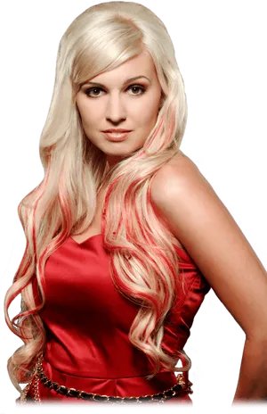 Blonde Woman Red Dress PNG Image