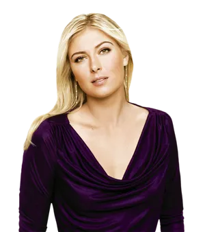 Blonde Womanin Purple Dress PNG Image