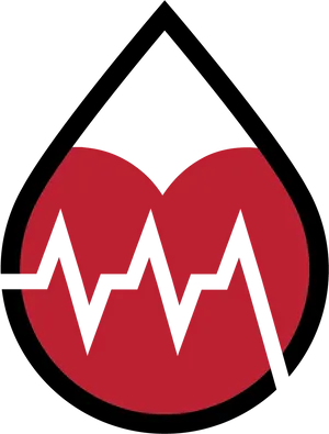 Blood Donation Heartbeat Logo PNG Image