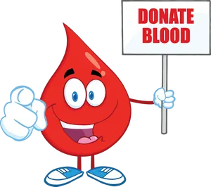 Blood Drop Character Promoting Donation PNG Image