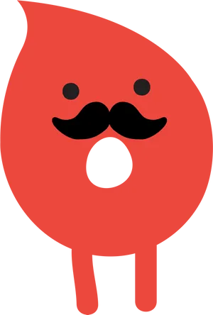 Blood Drop Character With Mustache PNG Image