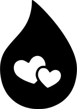 Blood Drop With Hearts Graphic PNG Image