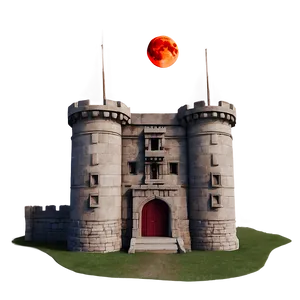 Blood Moon Over Castle Png Xwf PNG Image