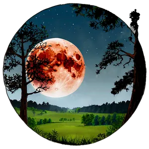 Blood Moon Over Forest Png Sob PNG Image